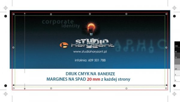 Baner laminowany ekono Frontlit 510g, oczka co 50 cm, 225 x 300 cm, 1 szt.