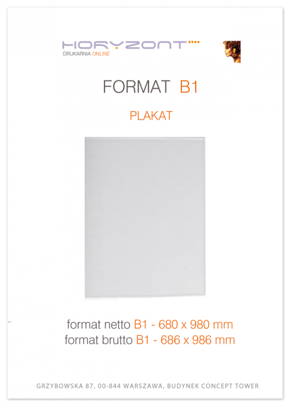 plakat B1, druk pełnokolorowy jednostronny 4+0, na papierze kredowym, 130 g - 25 sztuk  