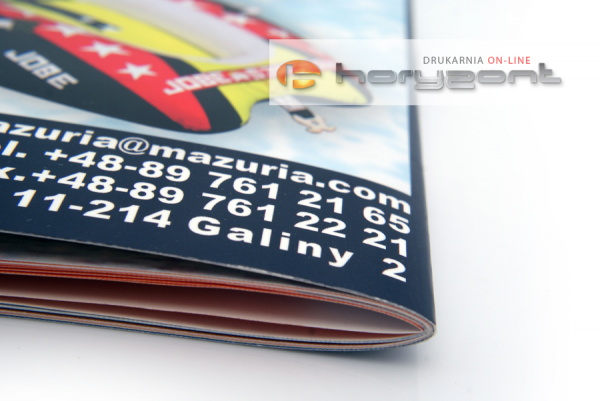 katalog A4, druk pełnokolorowy obustronny 4+4, na papierze kredowym, okładka - kreda 300 g + środki 170 g, 12 str., 10 sztuk