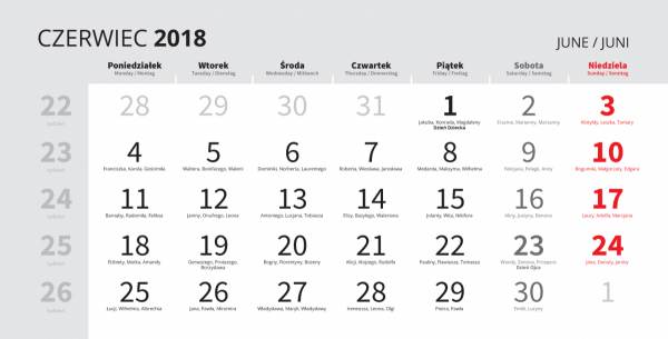 Kalendarz trójdzielny EKOLINE (płaski) bez koperty, druk jednostronny kolorowy (4+0), podkład - karton 300 g, 3 białe bloki, okienko - 1000 sztuk
