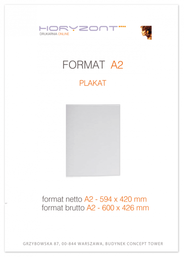 plakat A2,  druk pełnokolorowy jednostronny 4+0, na papierze kredowym, 170 g, 500 sztuk