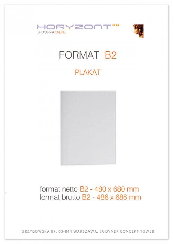plakat B2, druk pełnokolorowy jednostronny 4+0, na papierze kredowym, 130 g - 20 sztuk  
