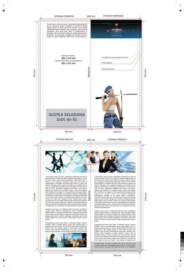 zaproszenie - karta 2xDL, składane do DL (99 x 420 mm), druk dwustronny, kreda 350 g, bez folii 10 sztuk 