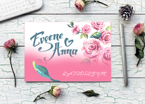 zaproszenie - karta DL, druk dwustronny, kreda 350 g,  dwustronnie foliowane - 400 sztuk