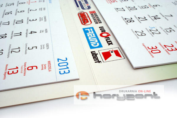 Kalendarz trójdzielny VIP LINE klejony - główka - karton Alaska 250 g, foliowana błysk, całość 310 x 830 mm, druk pełnokolorowy, 3 oddzielne kalendaria 290 x 145 mm, okienko - 1000 sztuk