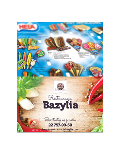 ulotka A4, druk pełnokolorowy obustronny 4+4, na papierze offsetowym 90 g, 300 sztuk 