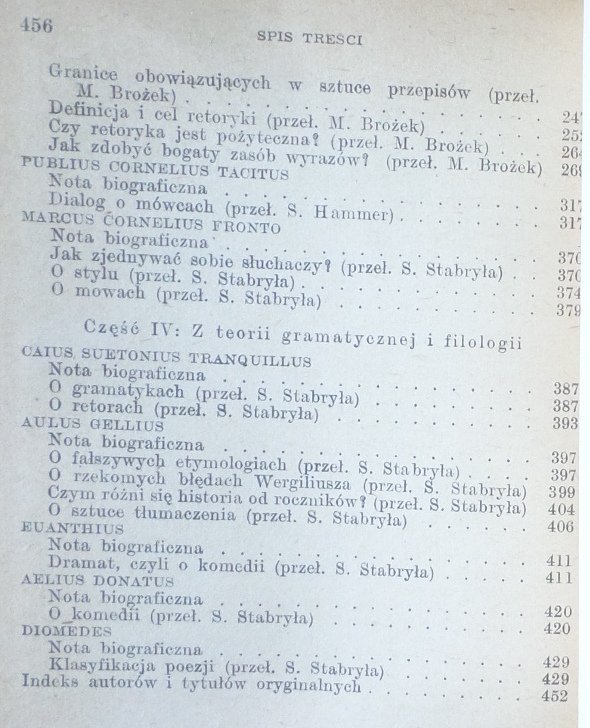 Stanisław Stabryła • Rzymska krytyka i teoria literatury, spis treści