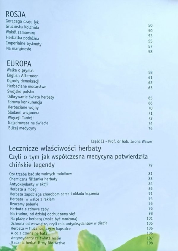 Iwona Wawer Flirt herbaty z medycyną - spis treści