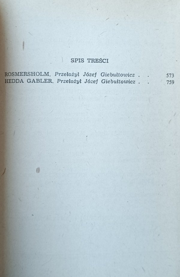 Henryk Ibsen • Wybór dramatów część 2, spis treści