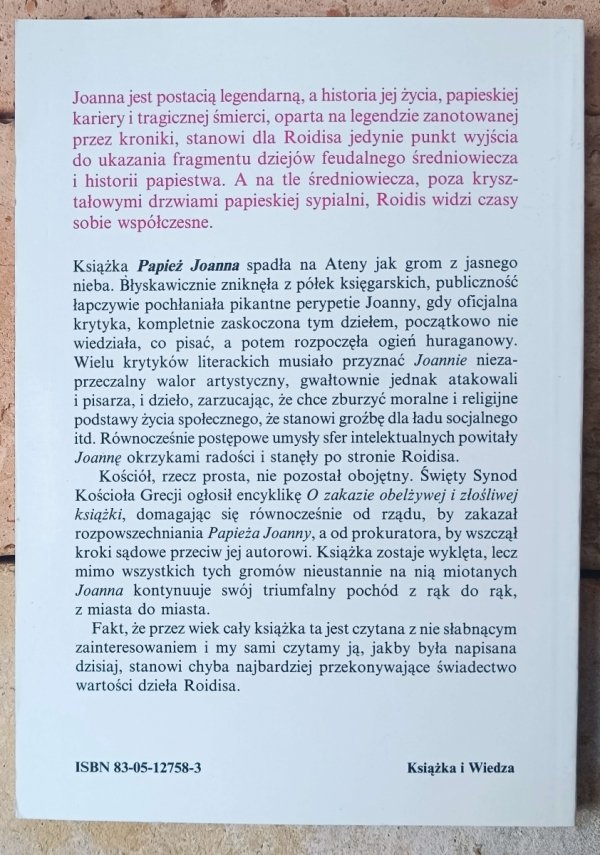 Emmanuel Roidis • Papież Joanna  - okładka