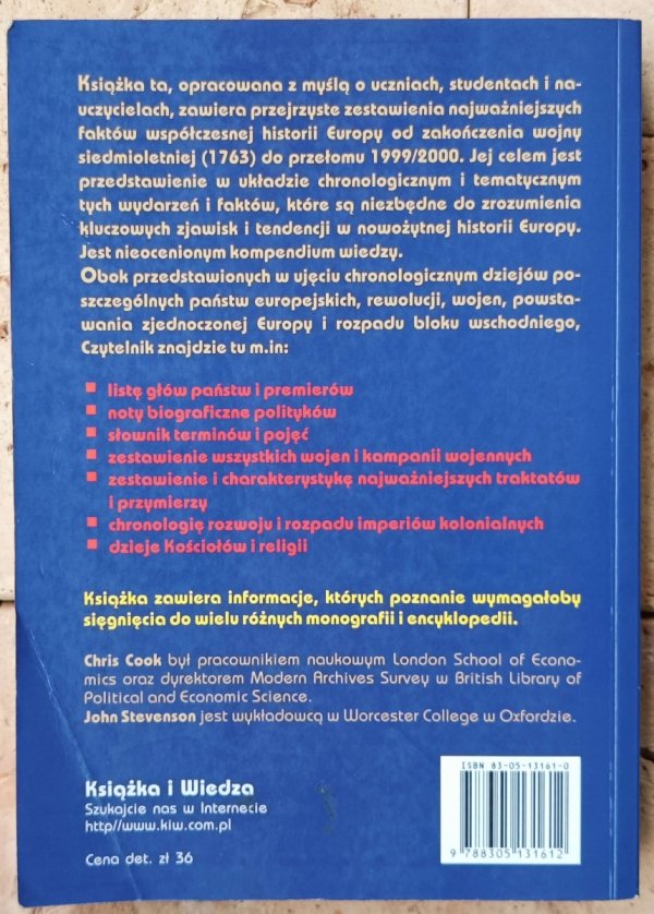Chris Cook • Leksykon nowożytnej historii Europy. 1763 - 1999