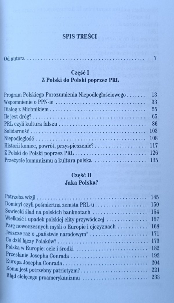 Zdzisław Najder  Obywatelskie rozmyślania, spis treści
