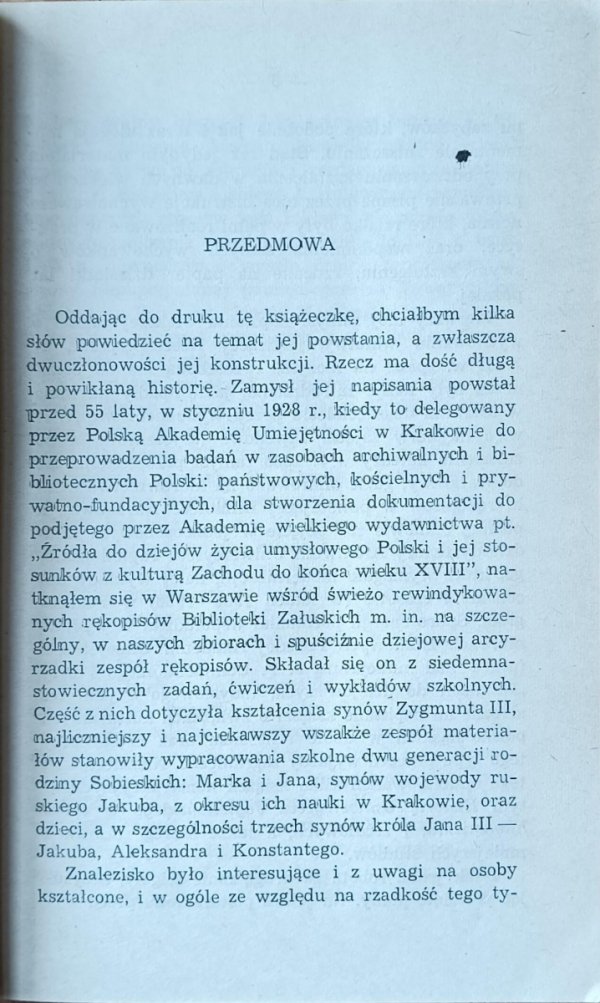 Henryk Barycz - Rzecz o studiach w Krakowie dwóch generacji Sobieskich  - okładka