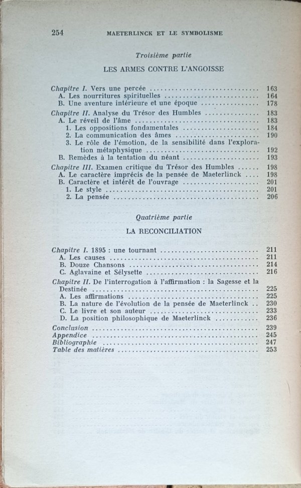 Marcel Postic • Maeterlinck et le Symbolisme - spis treści