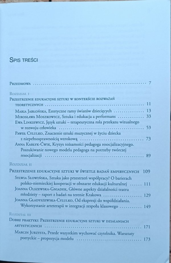 red. Maria Jabłońska • Sztuka jako przestrzeń edukacyjna. Teoria i praktyka - spis treści