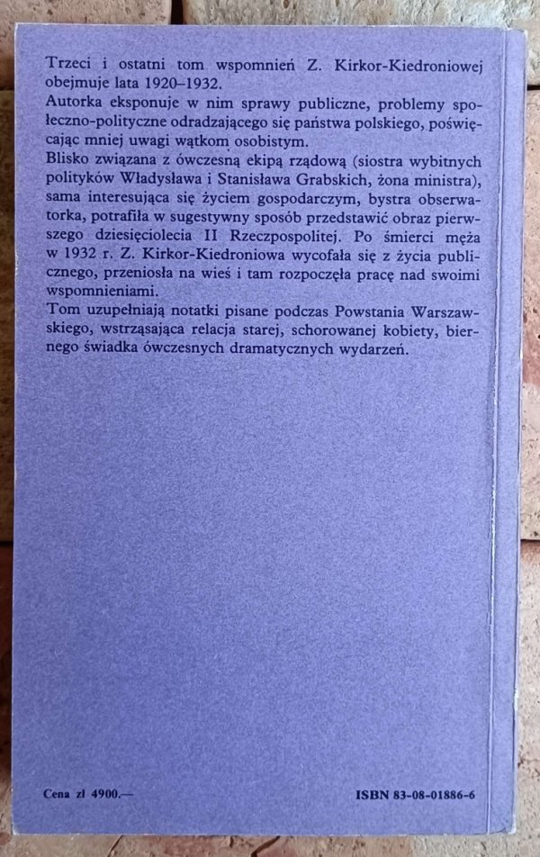 Zofia Kirkor Kiedroniowa  Wspomnienia - okładka