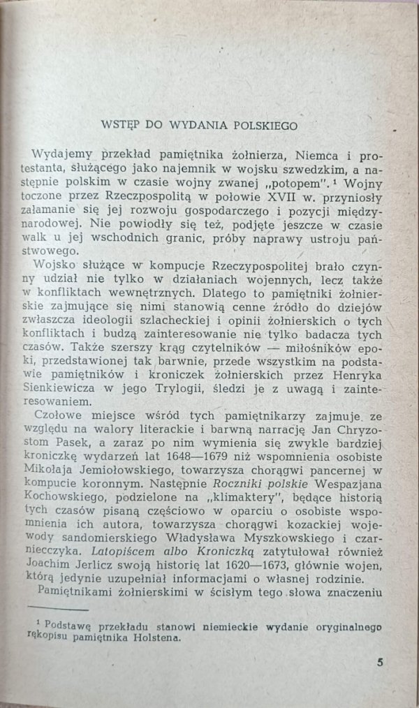 Holsten Hieronim  Przygody wojenne 1655-1666 - wstęp