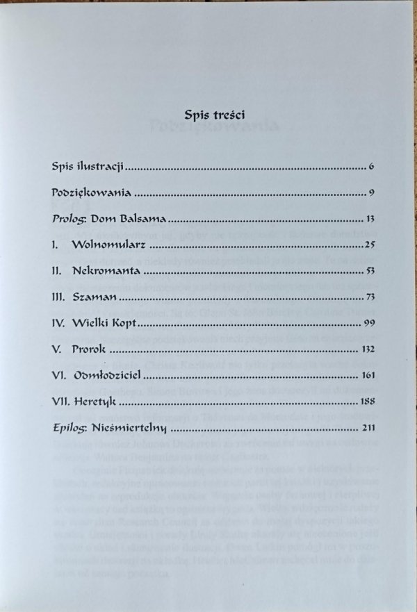 Iain MacCalman - Alchemik | Cagliostro - ostatni mag Europy - spis treści