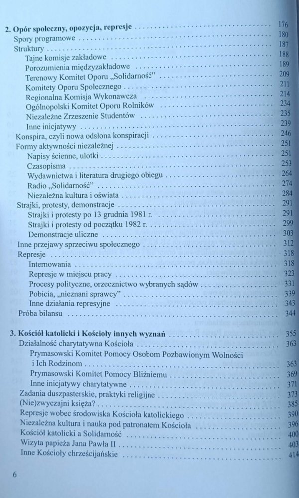 Tadeusz Ruzikowski • Stan wojenny w Warszawie i województwie stołecznym 1981–1983 - spis treści