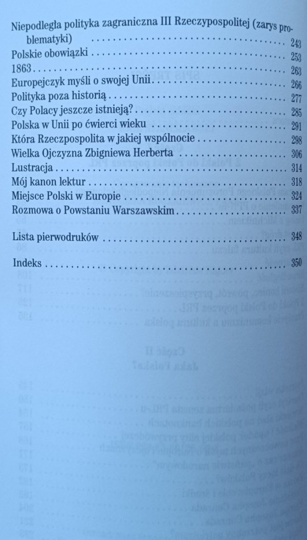 Zdzisław Najder  Obywatelskie rozmyślania, spis treści