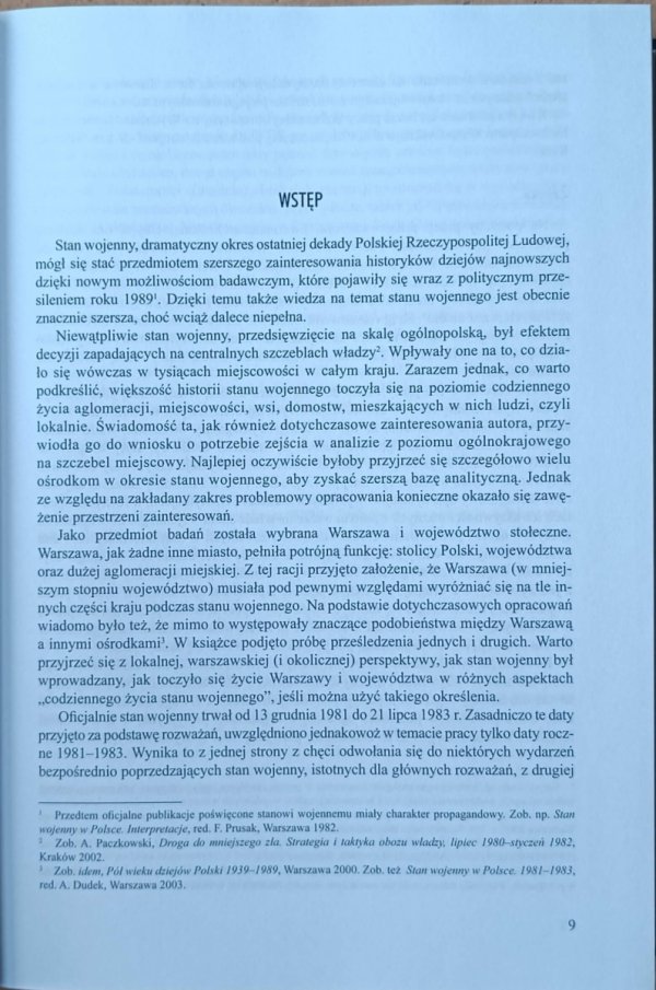 Tadeusz Ruzikowski • Stan wojenny w Warszawie i województwie stołecznym 1981–1983 - wstęp