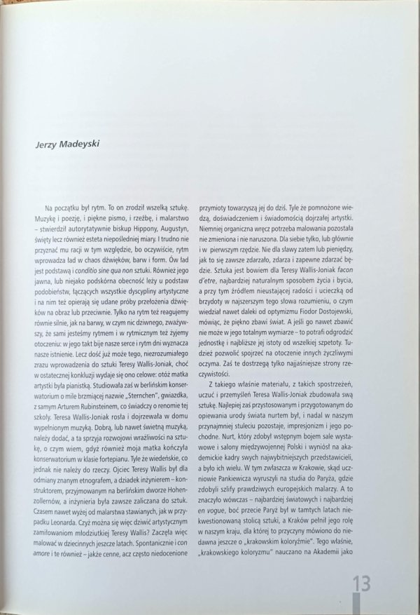 Teresa Wallis Joniak • Malarstwo [Wystawa Pałac Sztuki, Kraków 1999] - tekst