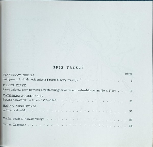Ziemia nowotarska i Zakopane - spis treści
