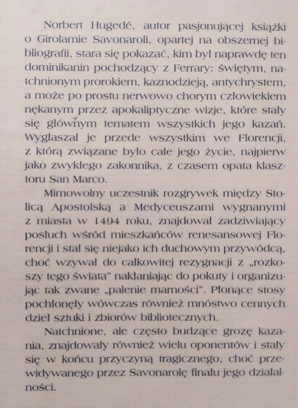 Norbert Hugede Savonarola i Florentyńczycy