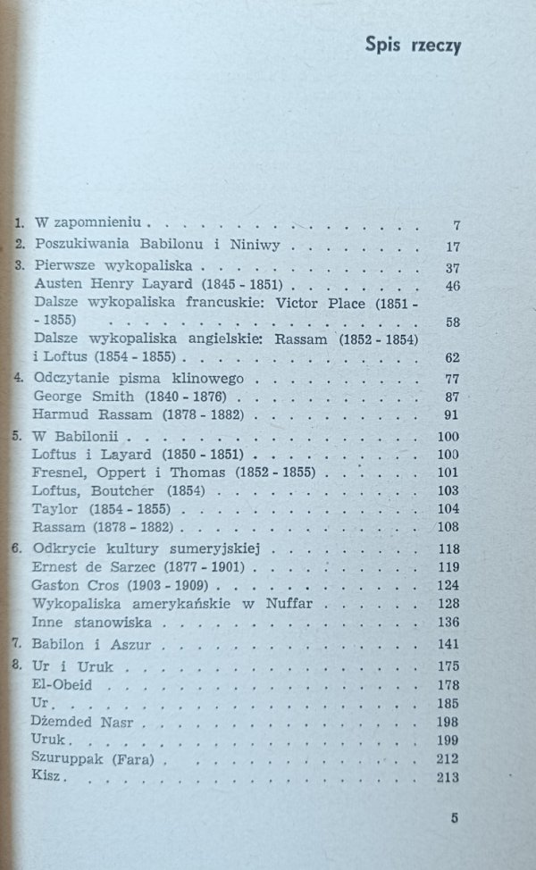 Janusz Meuszyński  Odkrywanie Mezopotamii, spis treści