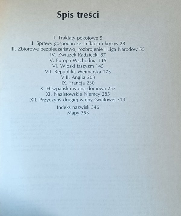 Martin Kitchen - Historia Europy 1919-1939 - spis treści