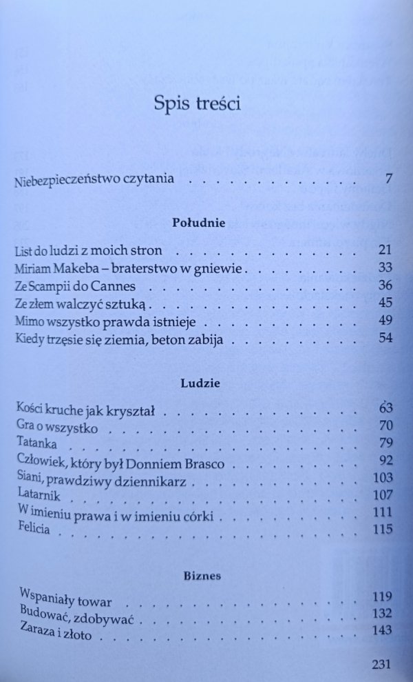 Roberto Saviano • Piękno i piekło. Teksty z lat 2004-2009 spis treści