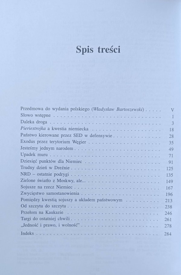 Helmut Kohl - Pragnąłem jedności Niemiec - spis treści
