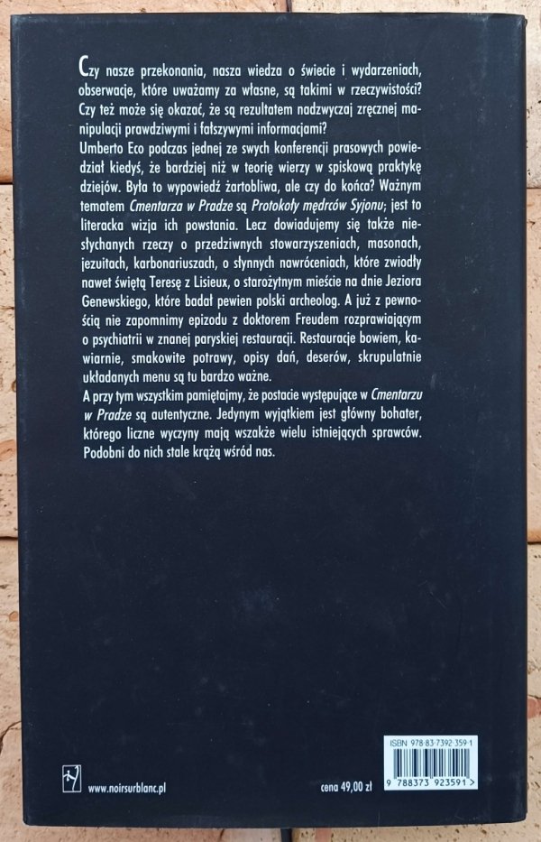 Umberto Eco Cmentarz w Pradze - okladka