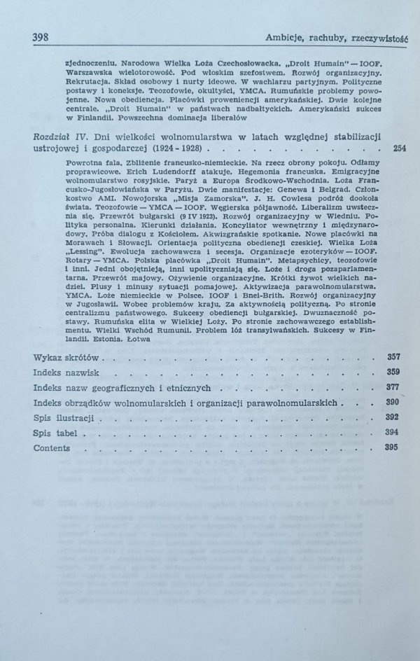 Spis treści książki Ambicje, rachuby, rzeczywistość autorstwa Ludwik Hass