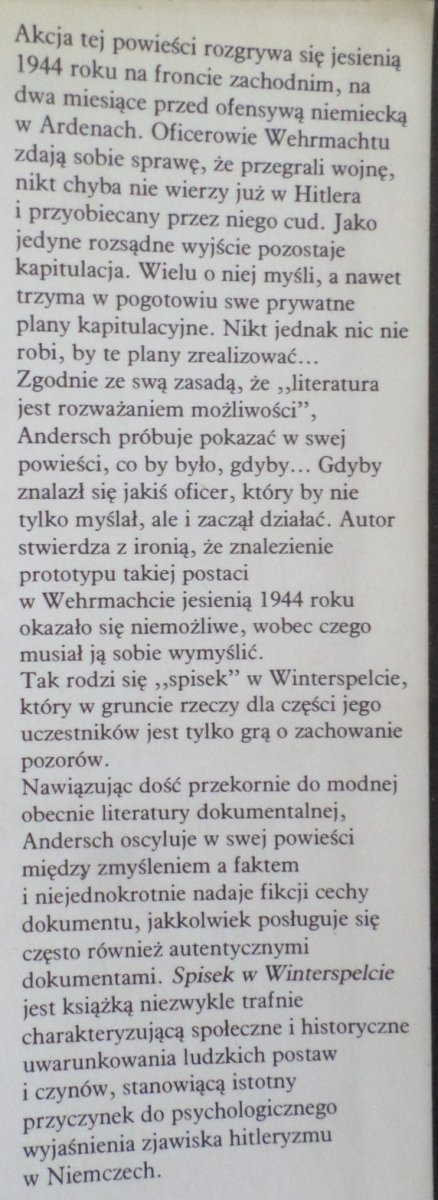 Alfred Andersch Spisek w Winterspelcie
