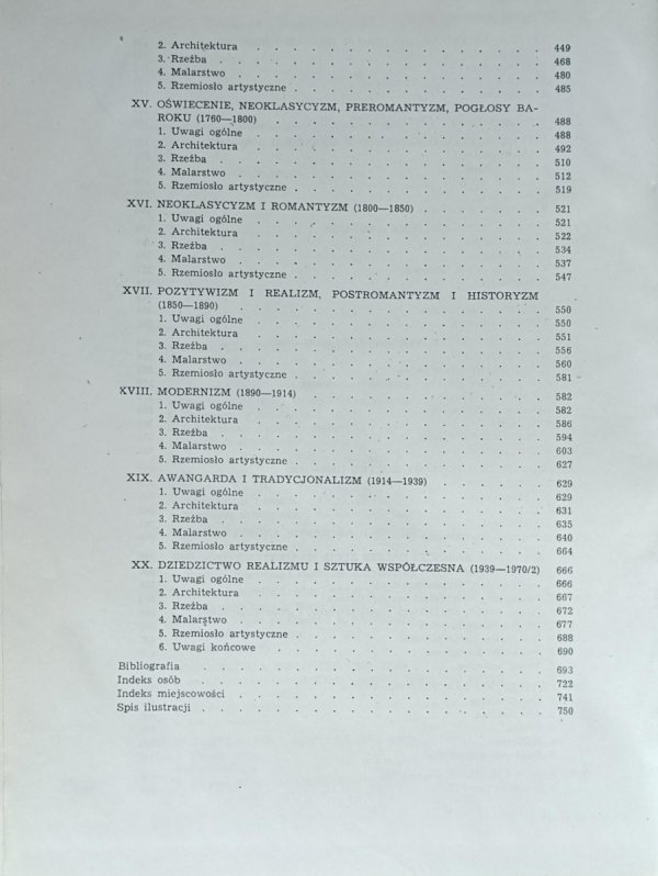 Tadeusz Dobrowolski  Sztuka polska od czasów najdawniejszych do ostatnich  -  spis treści