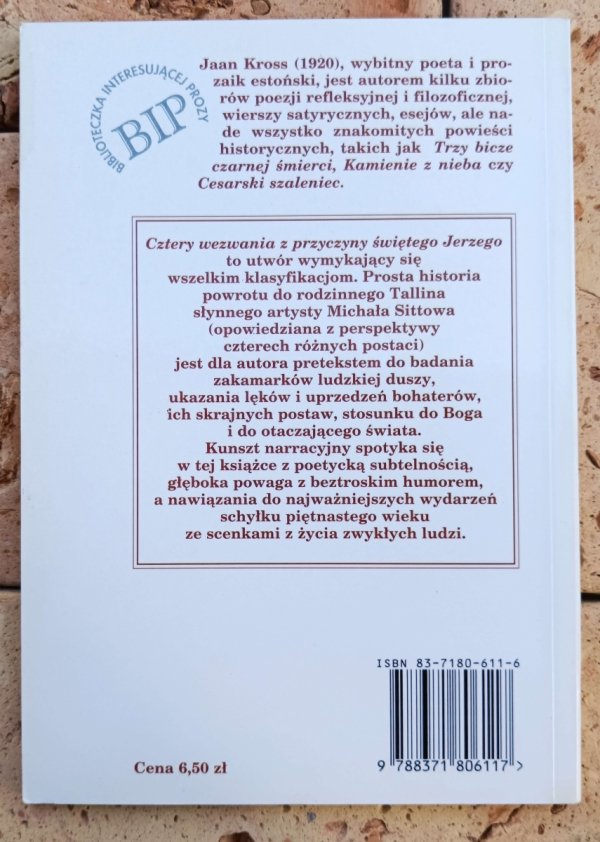 Jaan Kross Cztery wezwania z przyczyny świętego Jerzego - okładka