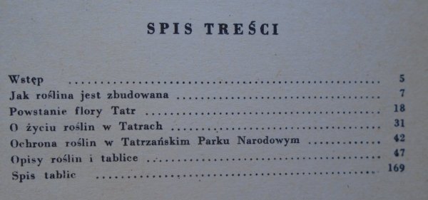 Zofia Radwańska-Paryska Rośliny tatrzańskie - spis tresci