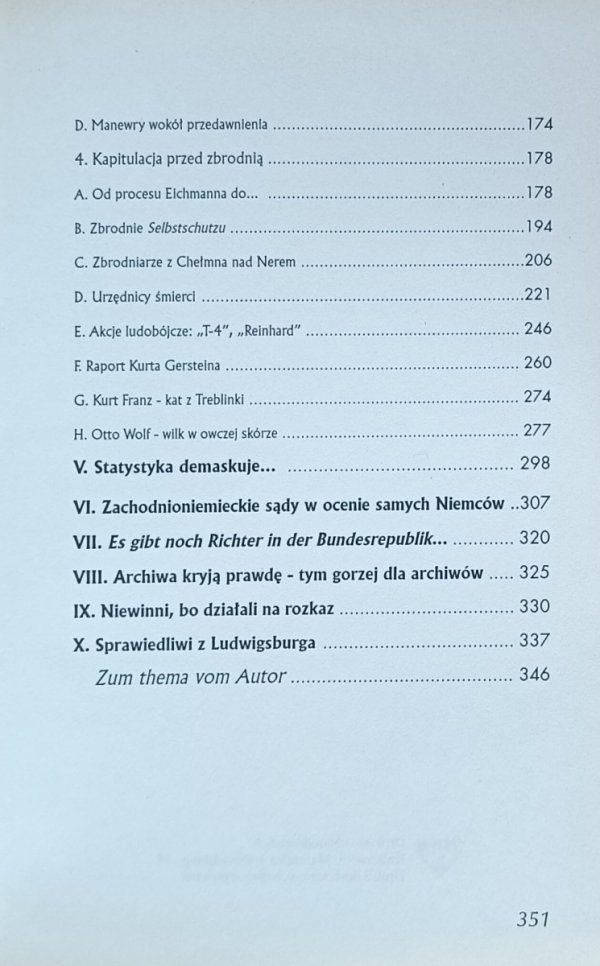Henryk Sołga • Niemcy. Sądzący i sądzeni 1939-2000 - spis treści