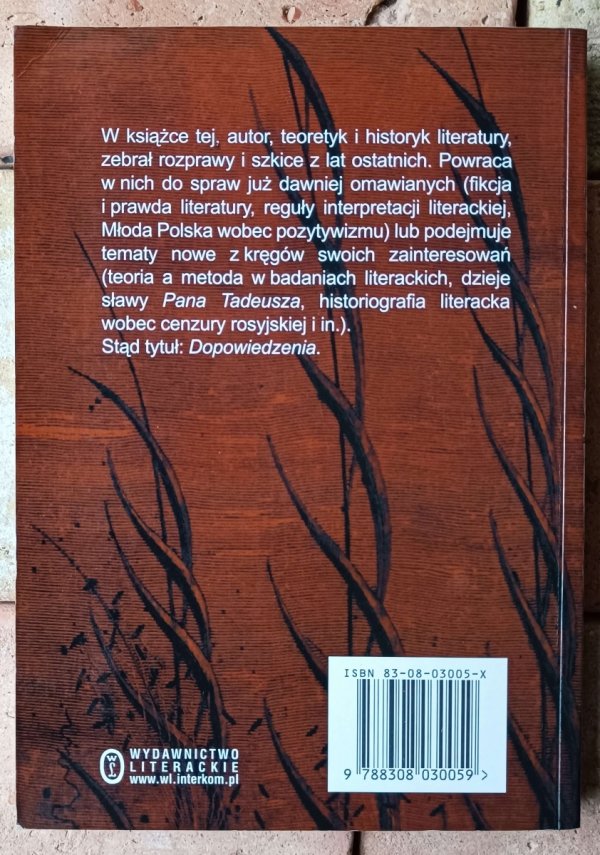 Henryk Markiewicz Dopowiedzenia. Rozprawy i szkice z wiedzy o literaturze - okładka
