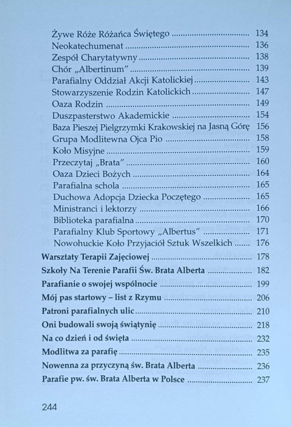 Parafia Świętego Brata Alberta. Kraków - Nowa Huta 1983-2003 - spis treści