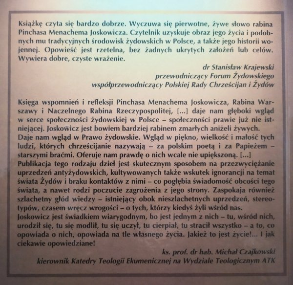 Pinchas Menachem Joskowicz Opowieść o radości i cierpieniu