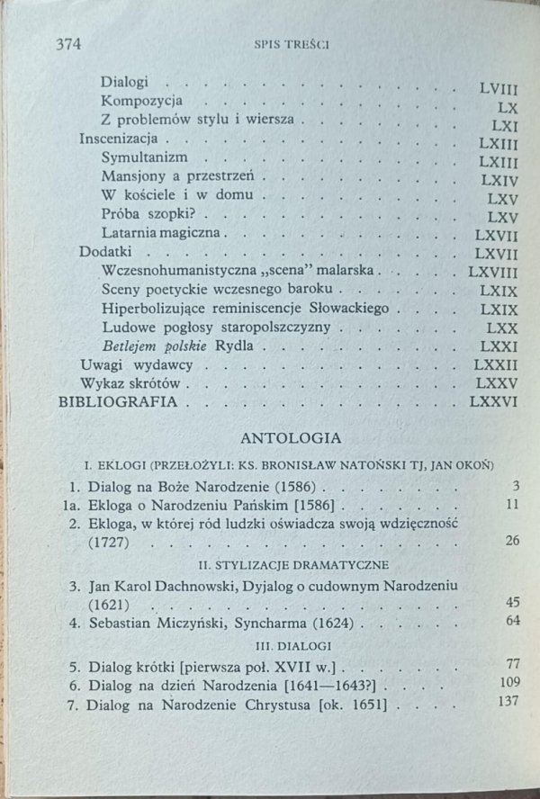 opr. Jan Okoń - Staropolskie pastorałki dramatyczne. Antologia -  spis treści