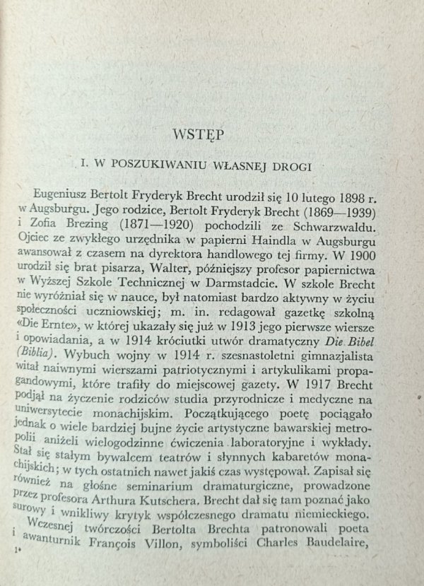 Wstęp książki Dramaty autorstwa Bertolt Brecht