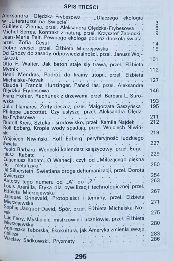 Literatura na Świecie 7/1992 (252) Ekologia