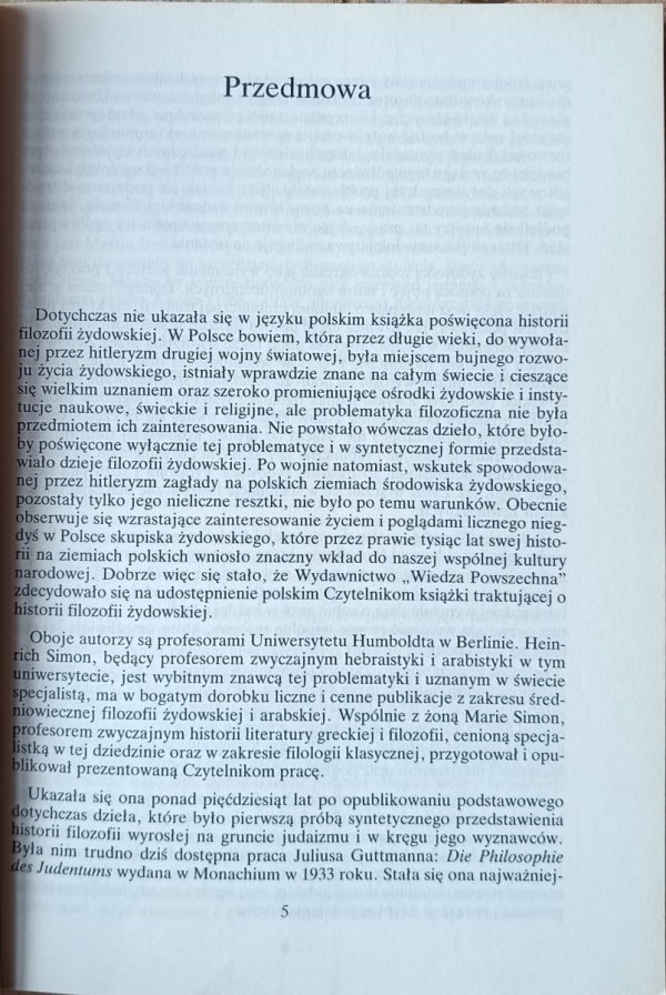 Heinrich i Marie Simon • Filozofia żydowska - przedmowa
