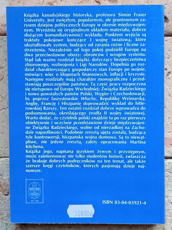 Martin Kitchen - Historia Europy 1919-1939 - okładka
