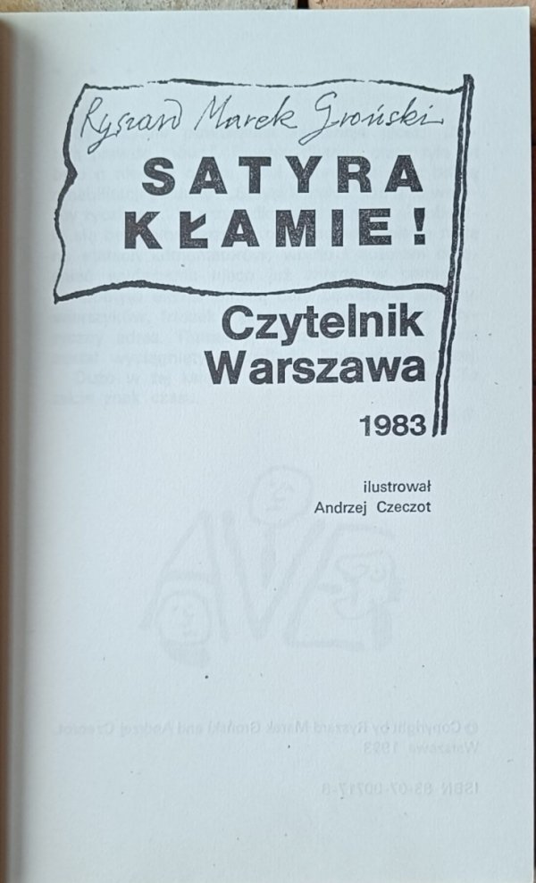 Ryszard Marek Groński • Satyra kłamie! - strona tytułowa