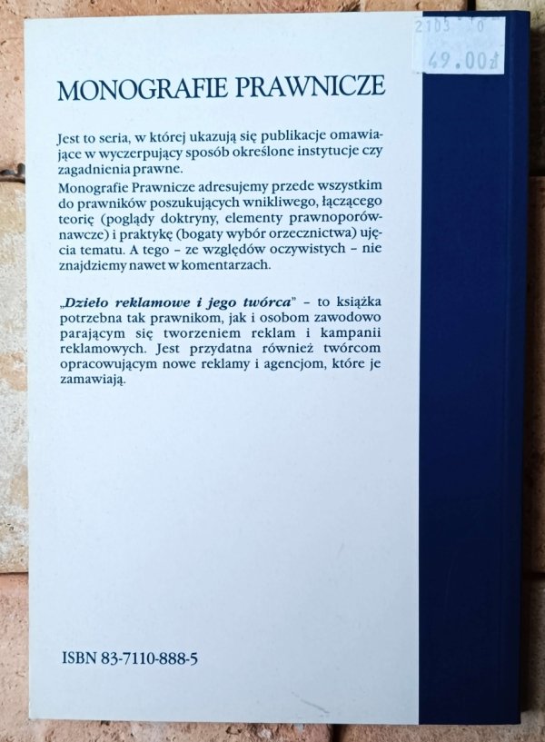 Katarzyna Grzybczyk Dzieło reklamowe i jego twórca - okładka