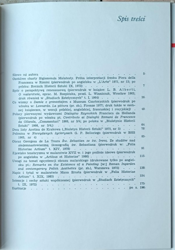 Maria Rzepińska • W kręgu malarstwa  - spis treści